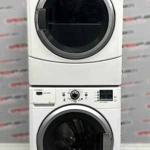 Used Maytag 27” Front Load Washer and Electric Dryer Stackable Set MHWE200XW00 YMEDE200XW1 For Sale