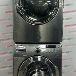 Used Samsung 27” Front Load Washer and Electric Dryer Stackable Set WF350ANP/XAA01 DV350AEP/XAC For Sale