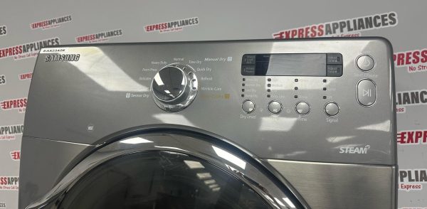 Used Samsung 27” Front Load Washer and Electric Dryer Stackable Set WF350ANP/XAA01 DV350AEP/XAC For Sale