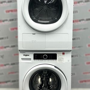 Used Whirlpool 24” Front Load Washer and Electric Ventless Dryer Stackable Set WFW3090JW YWHD3090GW0 For Sale