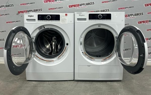 Used Whirlpool 24” Front Load Washer and Electric Ventless Dryer Stackable Set WFW3090JW YWHD3090GW0 For Sale