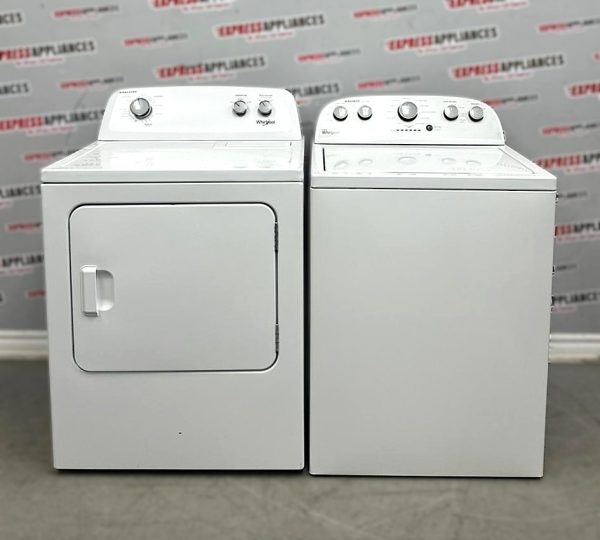 Used Whirlpool 27” Top Load Washer and 29” Electric Dryer Side-by-Side Set WTW5000DW0 YWED4850HW0 For Sale