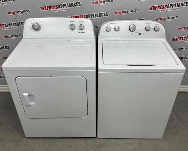 Used Whirlpool 27” Top Load Washer and 29” Electric Dryer Side-by-Side Set WTW5000DW0 YWED4850HW0 For Sale