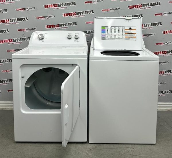 Used Whirlpool 27” Top Load Washer and 29” Electric Dryer Side-by-Side Set WTW5000DW0 YWED4850HW0 For Sale