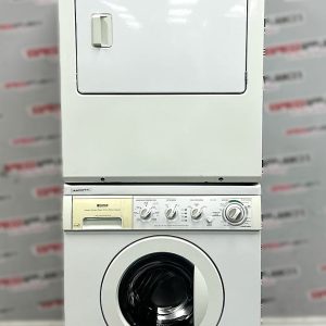 Used 27” Kenmore Front Load Washer and Frigidaire Electric Dryer Stackable Set 970-C47062-10 GLEQ442CES0 For Sale