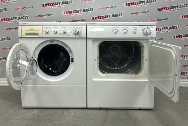 Used 27” Kenmore Front Load Washer and Frigidaire Electric Dryer Stackable Set 970-C47062-10 GLEQ442CES0 For Sale