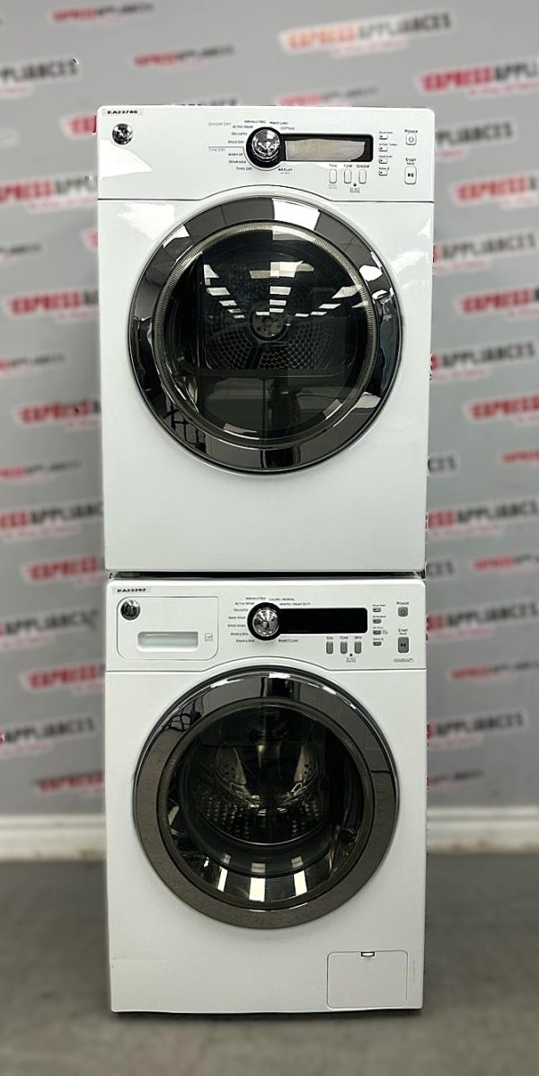 Used GE 24” Front Load Washer and Electric Dryer Stackable Set WCVH4800K2WW PCVH480EK1WW For Sale