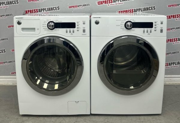 Used GE 24” Front Load Washer and Electric Dryer Stackable Set WCVH4800K2WW PCVH480EK1WW For Sale