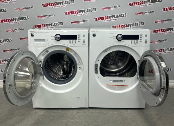 Used GE 24” Front Load Washer and Electric Dryer Stackable Set WCVH4800K2WW PCVH480EK1WW For Sale