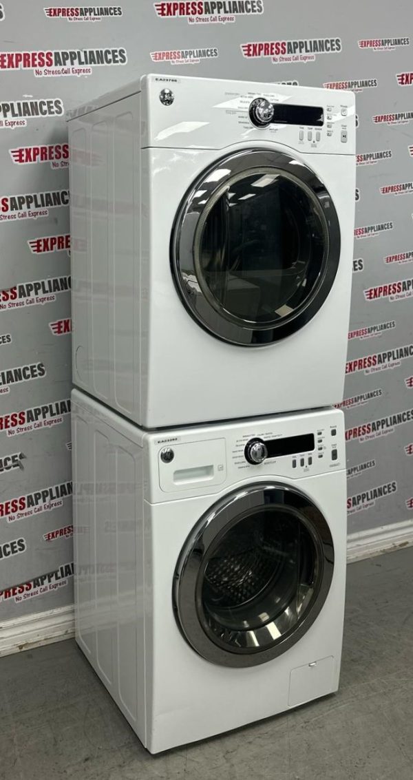 Used GE 24” Front Load Washer and Electric Dryer Stackable Set WCVH4800K2WW PCVH480EK1WW For Sale