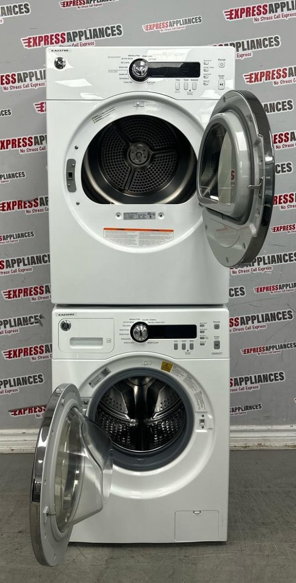 Used GE 24” Front Load Washer and Electric Dryer Stackable Set WCVH4800K2WW PCVH480EK1WW For Sale