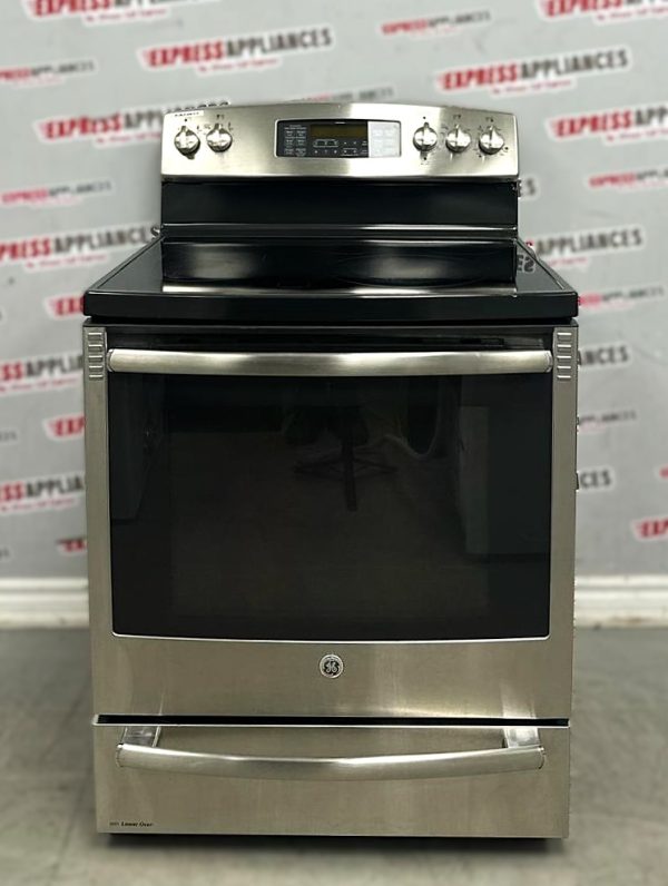 Used GE 30” Freestanding Glass Top Stove PCB980SF1SS For Sale