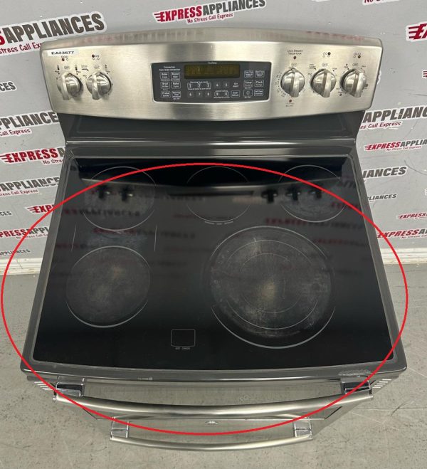 Used GE 30” Freestanding Glass Top Stove PCB980SF1SS For Sale