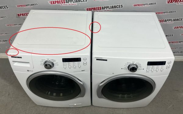 Used Samsung 27” Front Load Washer and Electric Dryer Stackable Set WF330ANW/XAC06 DV330AEW/XAC05 For Sale