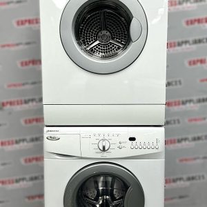 Used Whirlpool 24” Front Load Washer and Electric Dryer Stackable Set WFC7500VW2 YWED7500VW0 For Sale