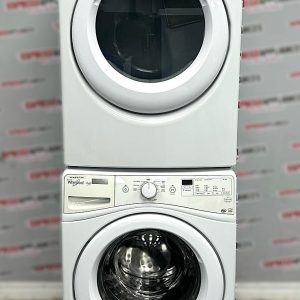 Used Whirlpool 27” Front Load Washer and Electric Dryer Stackable Set WFW72HEDW0 YWED72HEDW1 For Sale