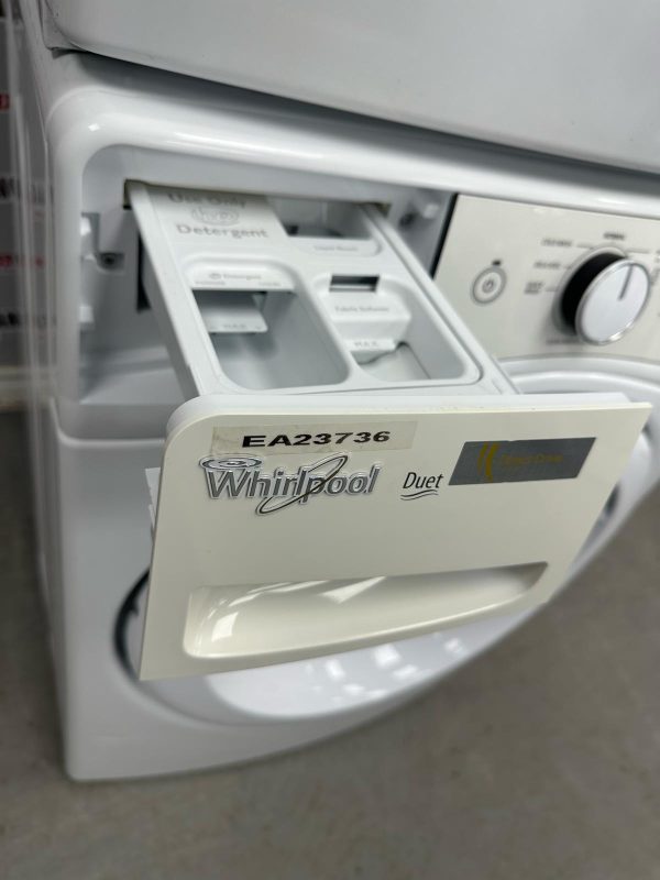 Used Whirlpool 27” Front Load Washer and Electric Dryer Stackable Set WFW72HEDW0 YWED72HEDW1 For Sale