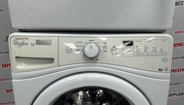 Used Whirlpool 27” Front Load Washer and Electric Dryer Stackable Set WFW72HEDW0 YWED72HEDW1 For Sale