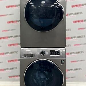 Used Samsung 24” Front Load Washer and Electric Dryer Stackable Set WW22K6800AX/A2 DV22K6800EX/AC For Sale