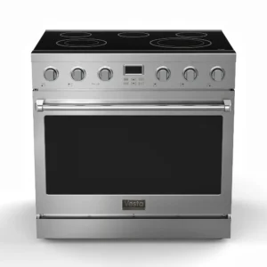 New Vesta 36” Slide-In Glass Top Stove VRE-BC-36SS For Sale