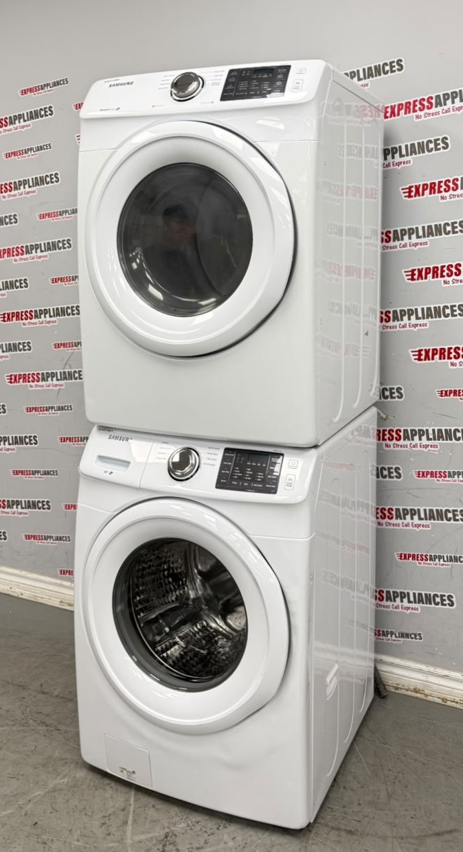 Used Samsung 27” Front Load Washer and Electric Dryer Stackable Set WF42H5000AW/A2 DV42H5000EW/AC For Sale Used Samsung 27” Front Load Washer and Electric Dryer Stackable Set WF42H5000AW/A2 DV42H5000EW/AC For Sale