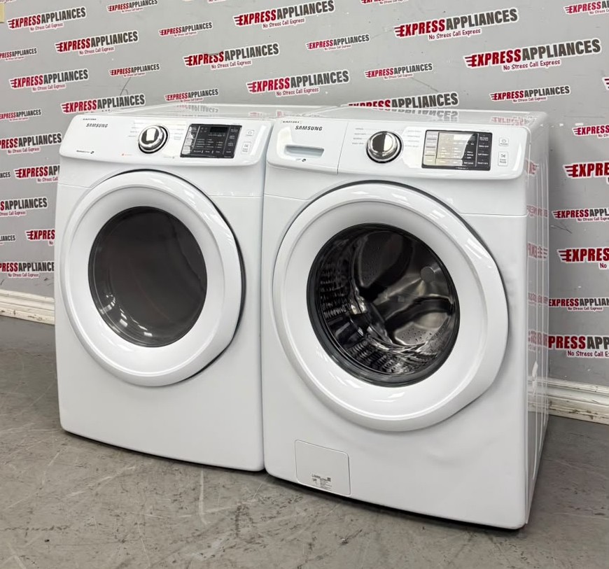 Used Samsung 27” Front Load Washer and Electric Dryer Stackable Set WF42H5000AW/A2 DV42H5000EW/AC For Sale Used Samsung 27” Front Load Washer and Electric Dryer Stackable Set WF42H5000AW/A2 DV42H5000EW/AC For Sale