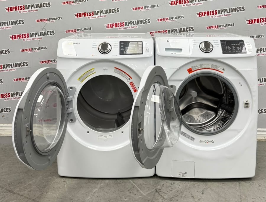 Used Samsung 27” Front Load Washer and Electric Dryer Stackable Set WF42H5000AW/A2 DV42H5000EW/AC For Sale Used Samsung 27” Front Load Washer and Electric Dryer Stackable Set WF42H5000AW/A2 DV42H5000EW/AC For Sale