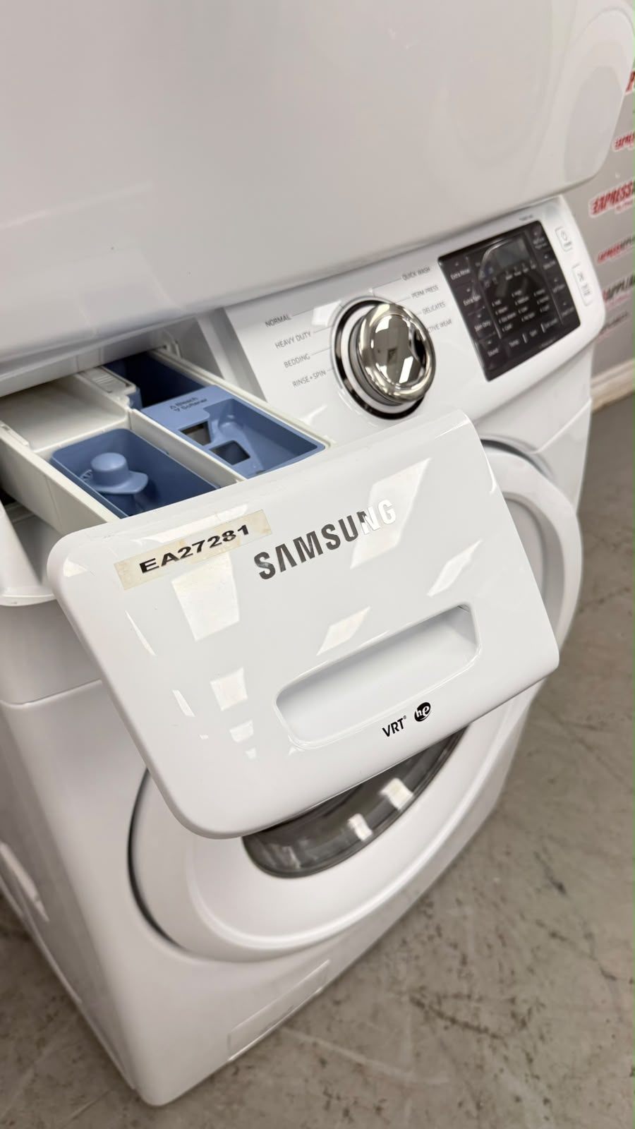 Used Samsung 27” Front Load Washer and Electric Dryer Stackable Set WF42H5000AW/A2 DV42H5000EW/AC For Sale Used Samsung 27” Front Load Washer and Electric Dryer Stackable Set WF42H5000AW/A2 DV42H5000EW/AC For Sale
