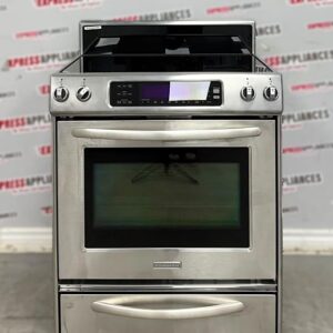 Used KitchenAid 30” Freestanding Glass Top Stove YKERS807SS02 For Sale
