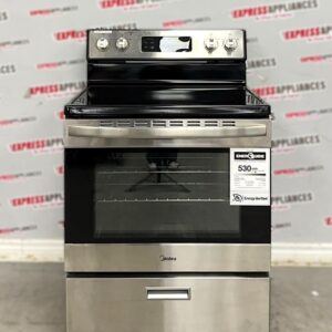 Floor Model Midea 30” Freestanding Glass Top Stove MER30B12ASSC For Sale