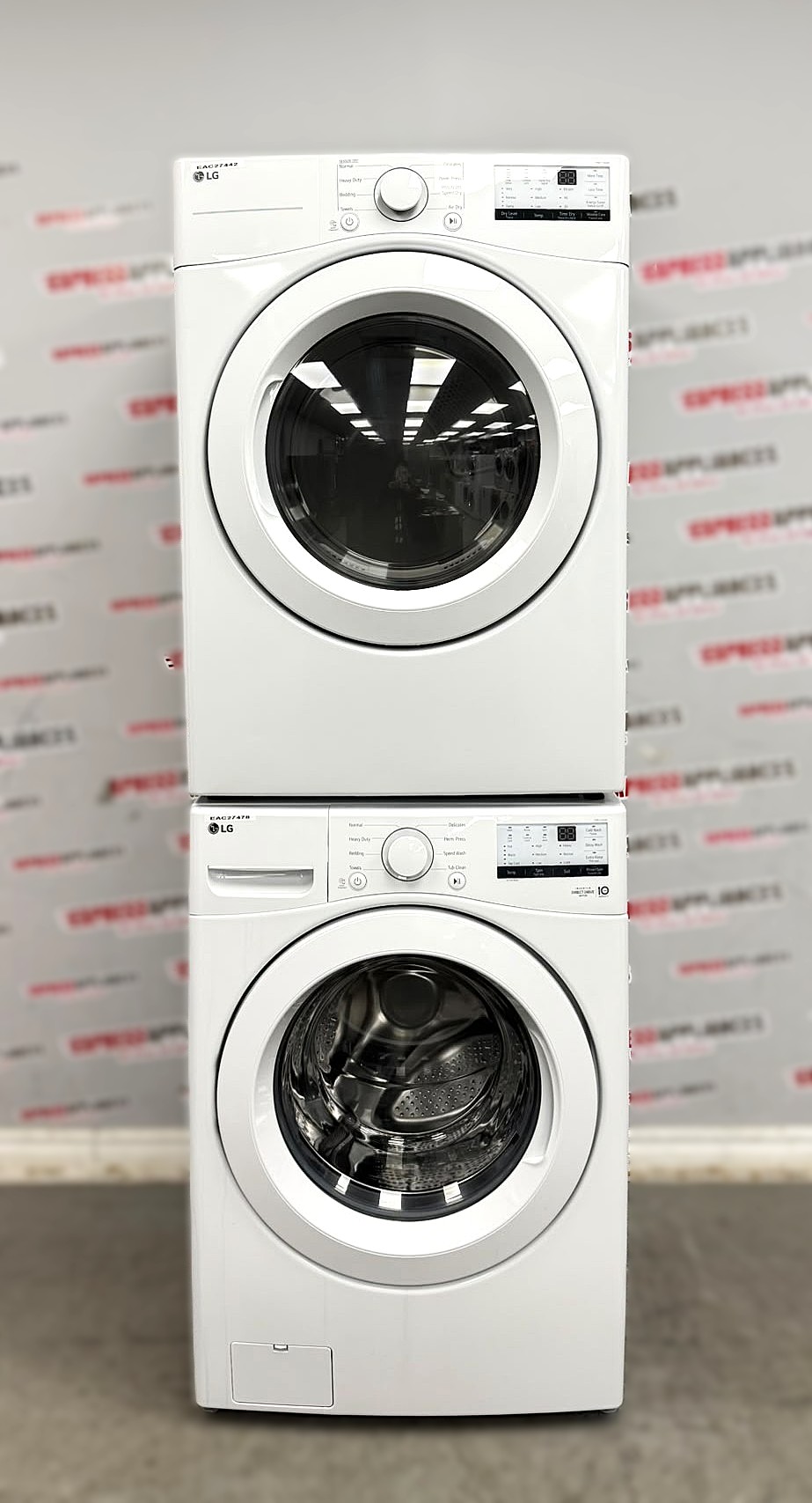 LG 27” Used Front Load Washer and Open Box Electric Dryer Stackable Set WM3400CW DLE3400W For Sale LG 27” Used Front Load Washer and Open Box Electric Dryer Stackable Set WM3400CW DLE3400W For Sale