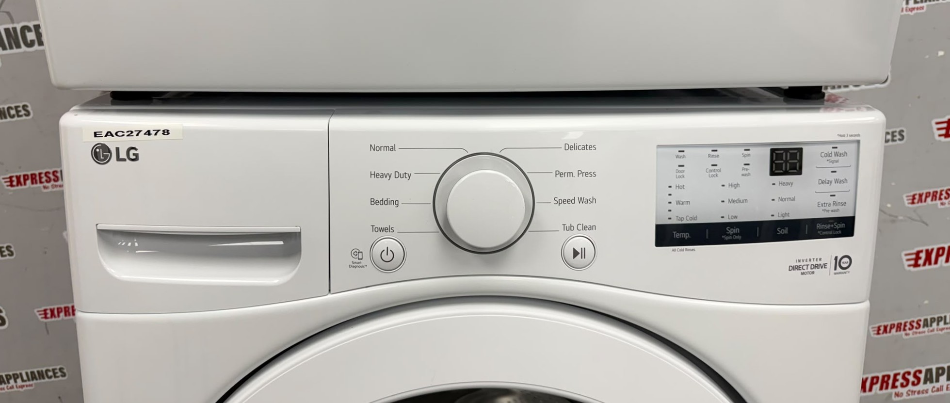 LG 27” Used Front Load Washer and Open Box Electric Dryer Stackable Set WM3400CW DLE3400W For Sale LG 27” Used Front Load Washer and Open Box Electric Dryer Stackable Set WM3400CW DLE3400W For Sale