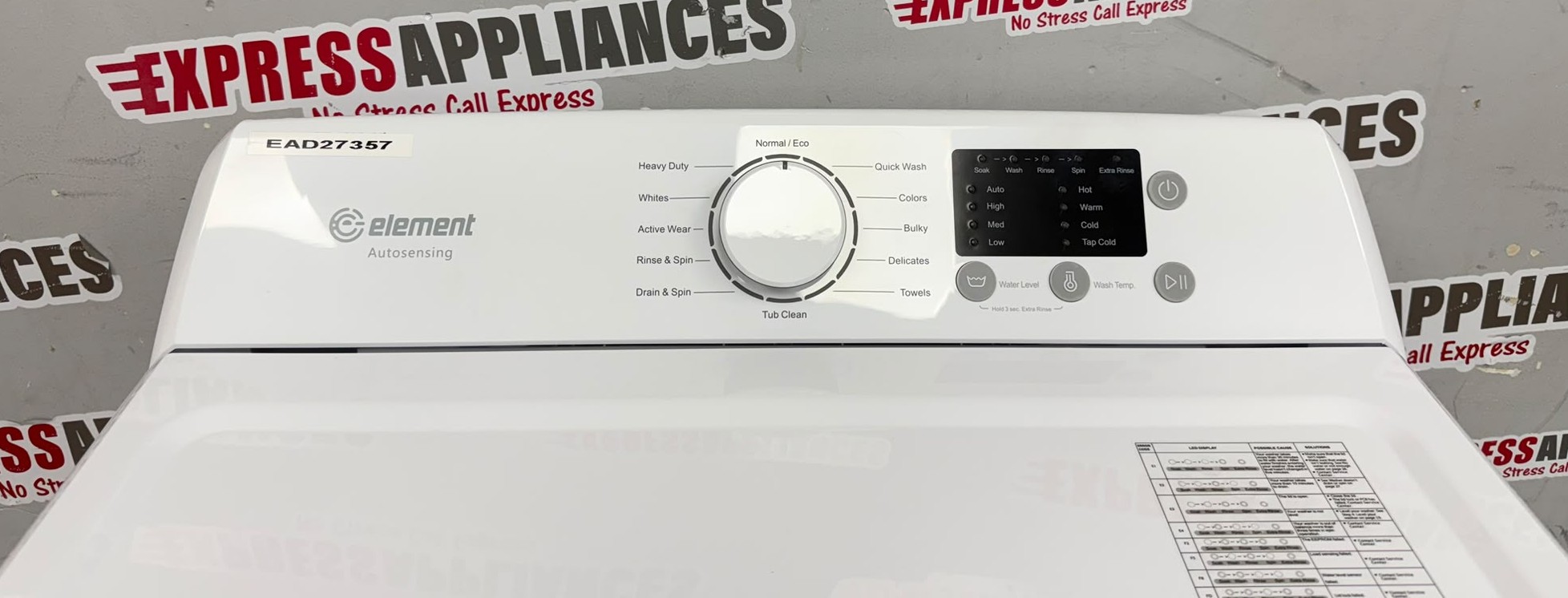 Open Box Element 27” Top Load Washing Machine ENTW4525EW-CA SKU: EAD27357 For Sale Open Box Element 27” Top Load Washing Machine ENTW4525EW-CA SKU: EAD27357 For Sale