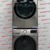 Open Box LG 27” Front Load Washer and Electric Dryer Stackable Set WM3850HVA DLEX3850V For Sale