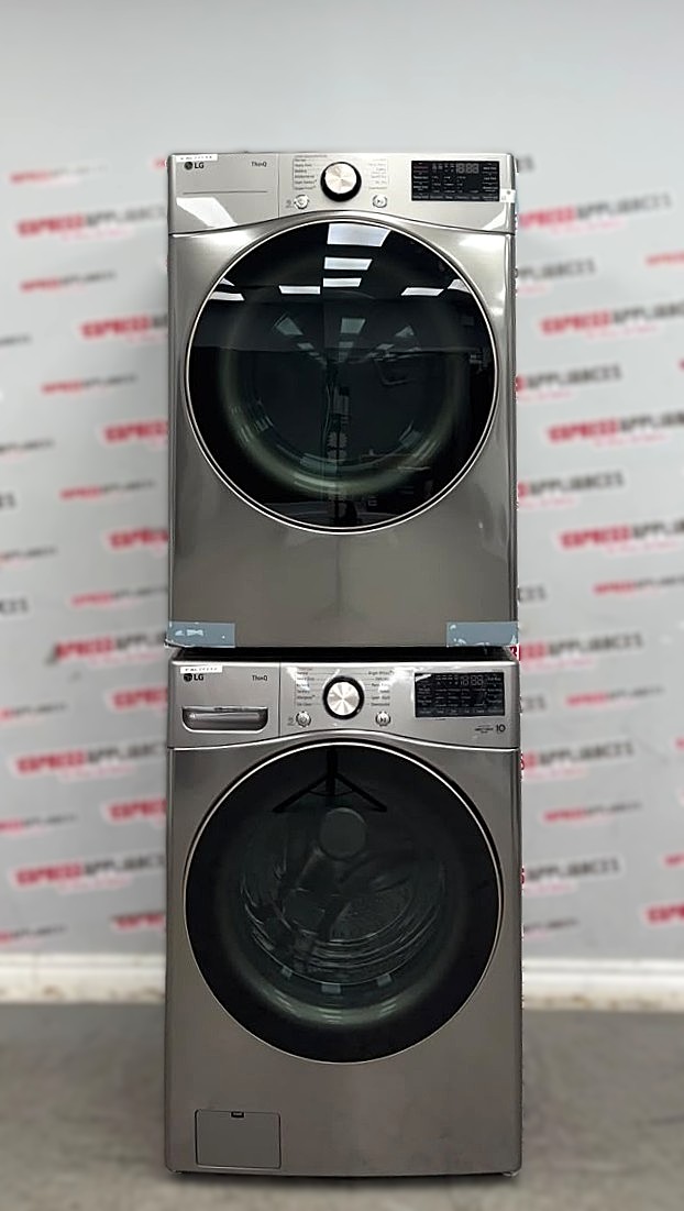 Open Box LG 27” Front Load Washer and Electric Dryer Stackable Set WM3850HVA DLEX3850V For Sale Open Box LG 27” Front Load Washer and Electric Dryer Stackable Set WM3850HVA DLEX3850V For Sale