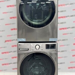 Open Box LG 27” Front Load Washer and Electric Dryer Stackable Set WM3850HVA DLEX3850V For Sale