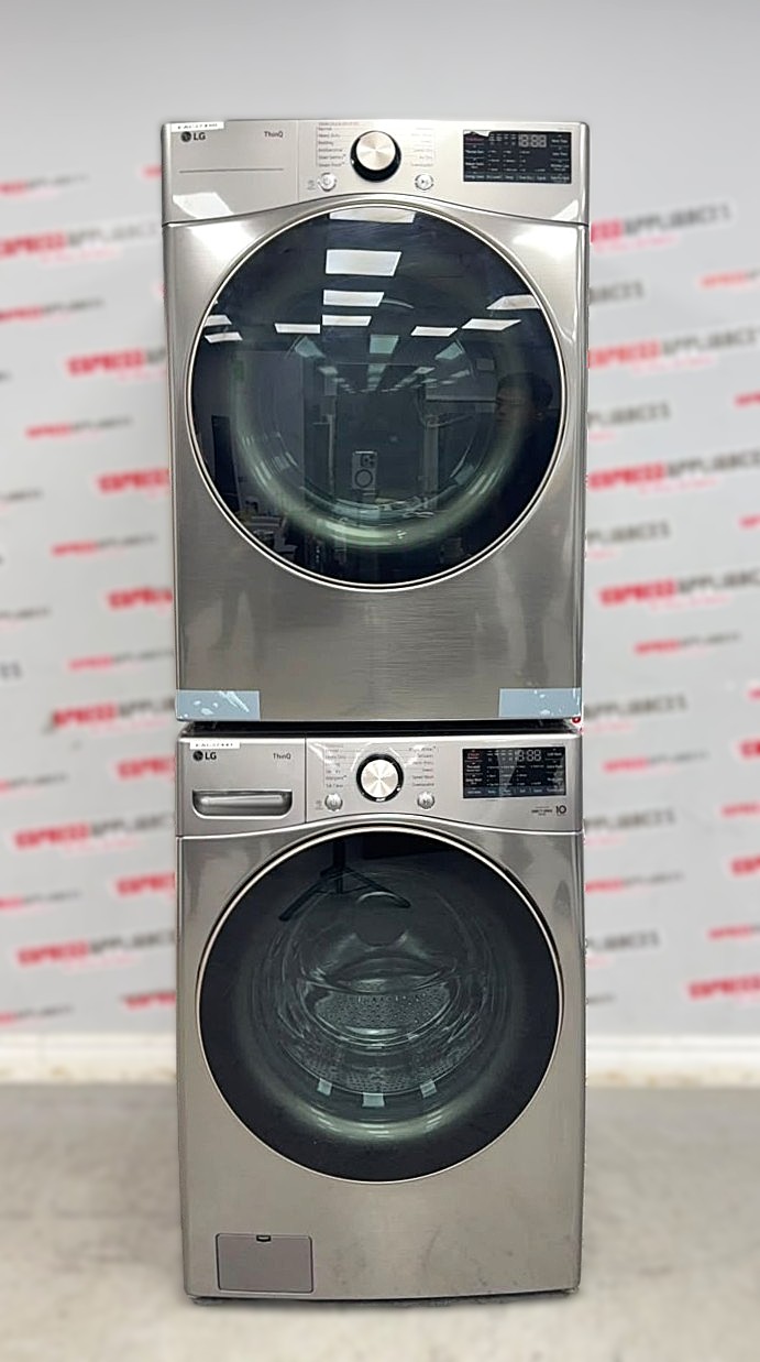 Open Box LG 27” Front Load Washer and Electric Dryer Stackable Set WM3850HVA DLEX3850V For Sale Open Box LG 27” Front Load Washer and Electric Dryer Stackable Set WM3850HVA DLEX3850V For Sale