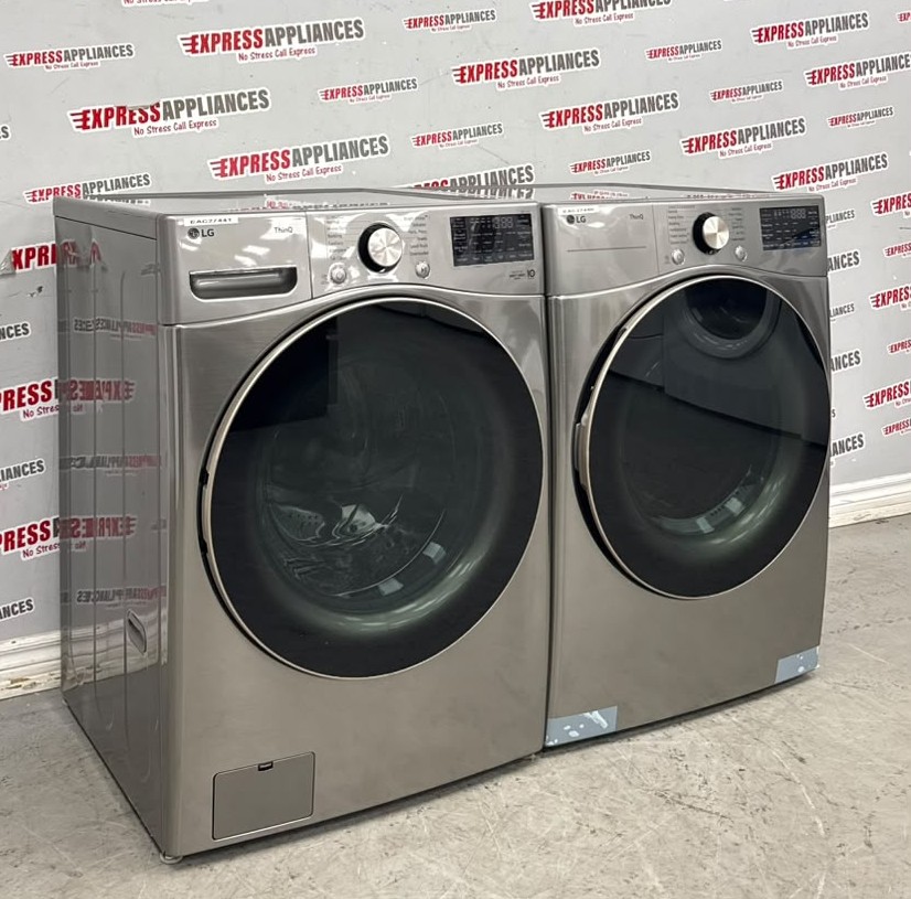 Open Box LG 27” Front Load Washer and Electric Dryer Stackable Set WM3850HVA DLEX3850V For Sale Open Box LG 27” Front Load Washer and Electric Dryer Stackable Set WM3850HVA DLEX3850V For Sale
