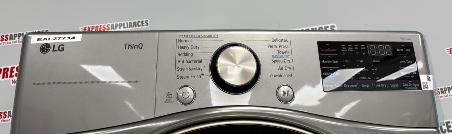 Open Box LG 27” Front Load Washer and Electric Dryer Stackable Set WM3850HVA DLEX3850V For Sale Open Box LG 27” Front Load Washer and Electric Dryer Stackable Set WM3850HVA DLEX3850V For Sale