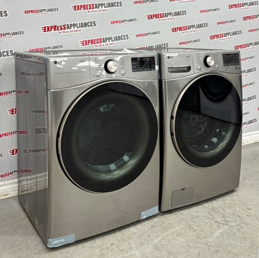 Open Box LG 27” Front Load Washer and Electric Dryer Stackable Set WM3850HVA DLEX3850V For Sale Open Box LG 27” Front Load Washer and Electric Dryer Stackable Set WM3850HVA DLEX3850V For Sale