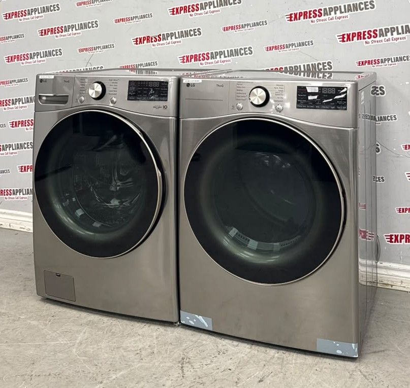 Open Box LG 27” Front Load Washer and Electric Dryer Stackable Set WM3850HVA DLEX3850V For Sale Open Box LG 27” Front Load Washer and Electric Dryer Stackable Set WM3850HVA DLEX3850V For Sale