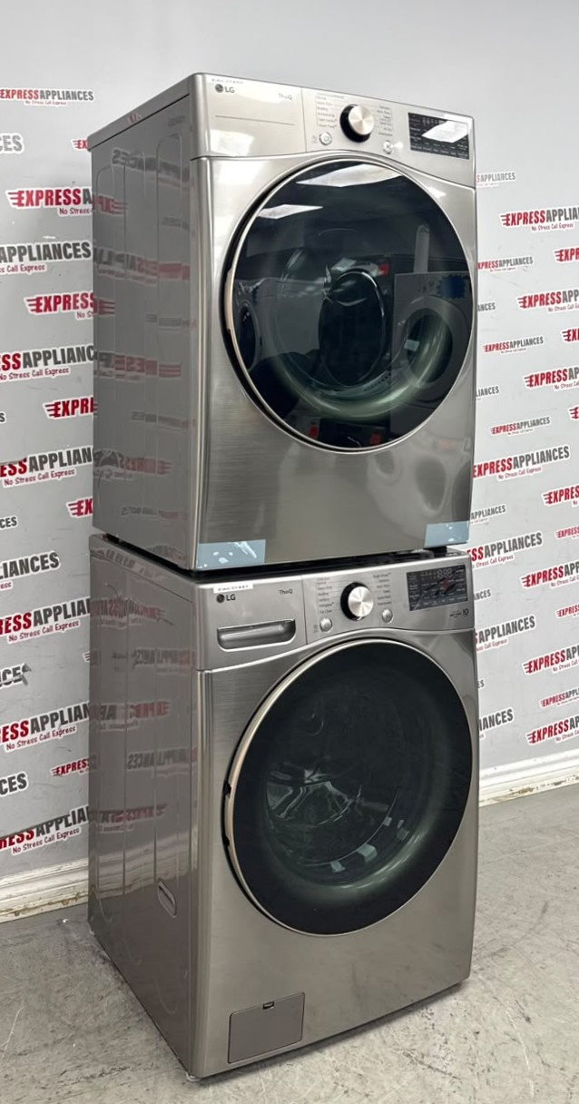 Open Box LG 27” Front Load Washer and Electric Dryer Stackable Set WM3850HVA DLEX3850V For Sale Open Box LG 27” Front Load Washer and Electric Dryer Stackable Set WM3850HVA DLEX3850V For Sale