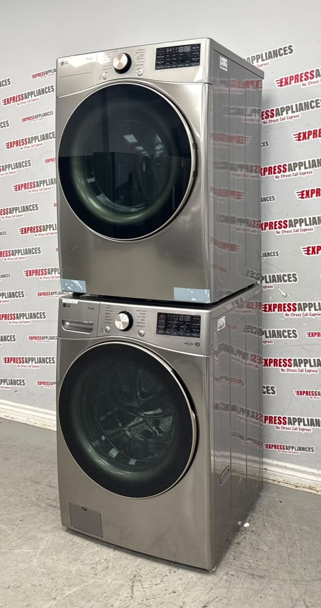 Open Box LG 27” Front Load Washer and Electric Dryer Stackable Set WM3850HVA DLEX3850V For Sale Open Box LG 27” Front Load Washer and Electric Dryer Stackable Set WM3850HVA DLEX3850V For Sale