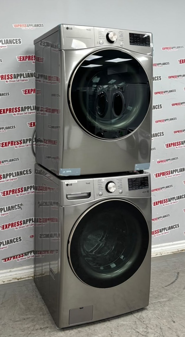 Open Box LG 27” Front Load Washer and Electric Dryer Stackable Set WM3850HVA DLEX3850V For Sale Open Box LG 27” Front Load Washer and Electric Dryer Stackable Set WM3850HVA DLEX3850V For Sale