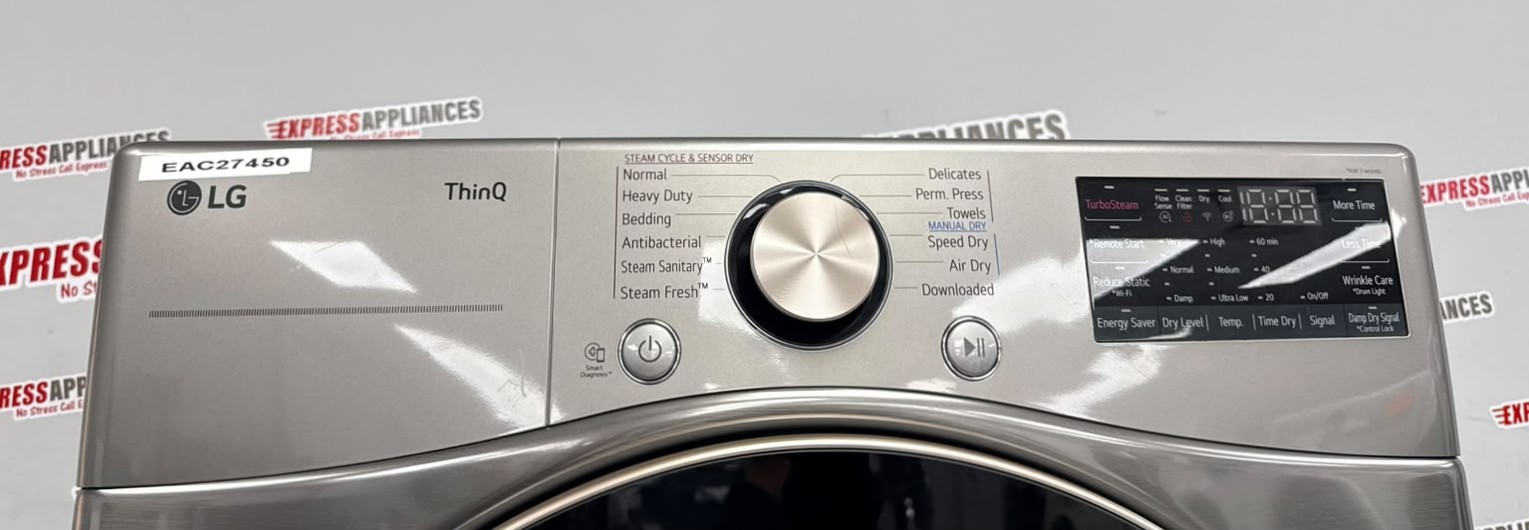 Open Box LG 27” Front Load Washer and Electric Dryer Stackable Set WM3850HVA DLEX3850V For Sale Open Box LG 27” Front Load Washer and Electric Dryer Stackable Set WM3850HVA DLEX3850V For Sale