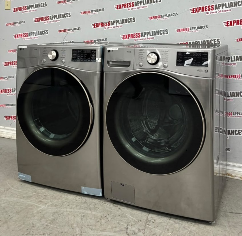 Open Box LG 27” Front Load Washer and Electric Dryer Stackable Set WM3850HVA DLEX3850V For Sale Open Box LG 27” Front Load Washer and Electric Dryer Stackable Set WM3850HVA DLEX3850V For Sale
