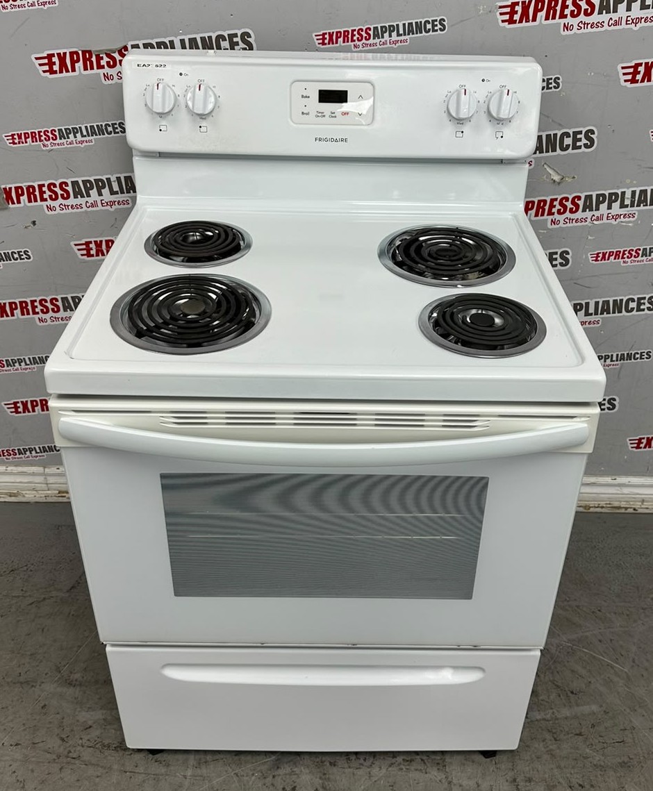 Used Frigidaire 30” Freestanding Coil Stove CFEF3011TWA For Sale Used Frigidaire 30” Freestanding Coil Stove CFEF3011TWA For Sale
