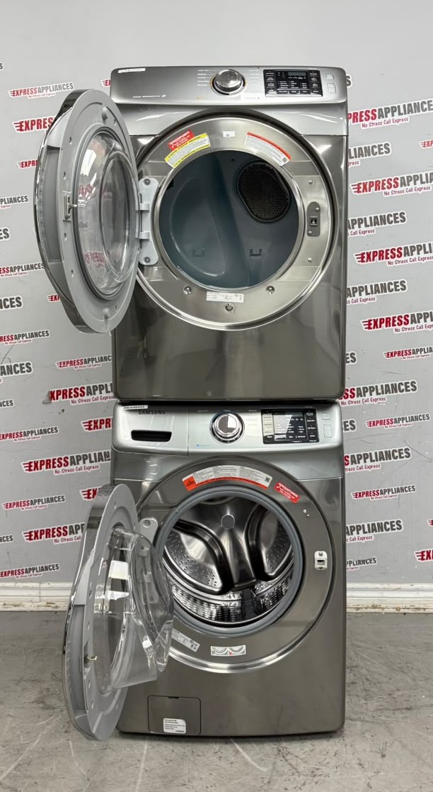 Used Samsung 27" Front Load Washer and Electric Dryer Stackable Set WF42H5200AP/A2 DV24H6200EP/AC For Sale Used Samsung 27" Front Load Washer and Electric Dryer Stackable Set WF42H5200AP/A2 DV24H6200EP/AC For Sale
