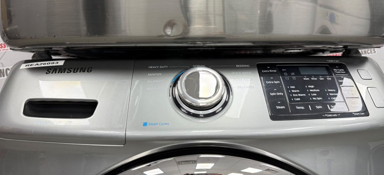 Used Samsung 27" Front Load Washer and Electric Dryer Stackable Set WF42H5200AP/A2 DV24H6200EP/AC For Sale Used Samsung 27" Front Load Washer and Electric Dryer Stackable Set WF42H5200AP/A2 DV24H6200EP/AC For Sale
