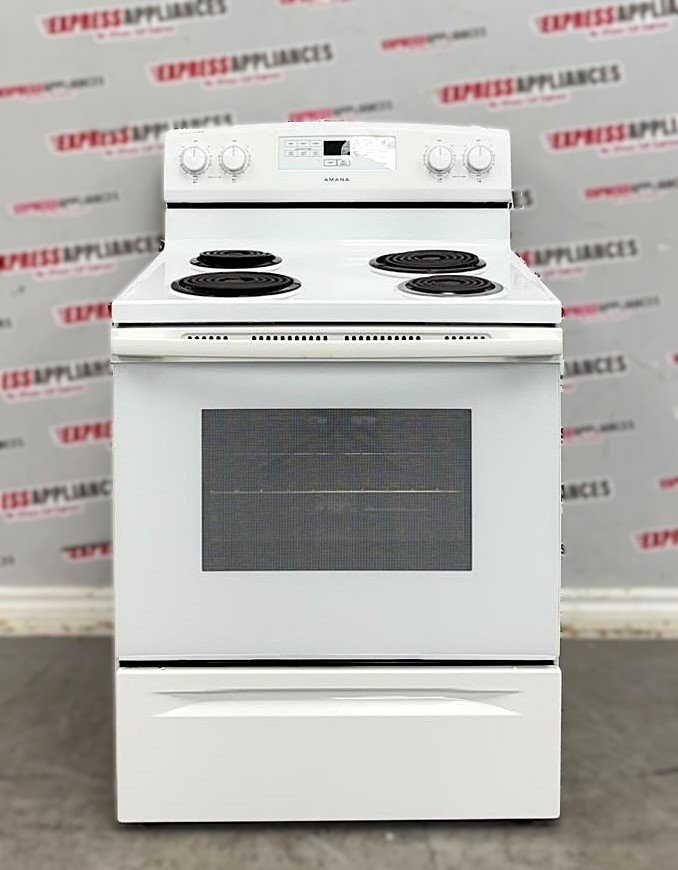 Used Amana 30” Freestanding Coil Stove YACR4303MFW For Sale Used Amana 30” Freestanding Coil Stove YACR4303MFW For Sale